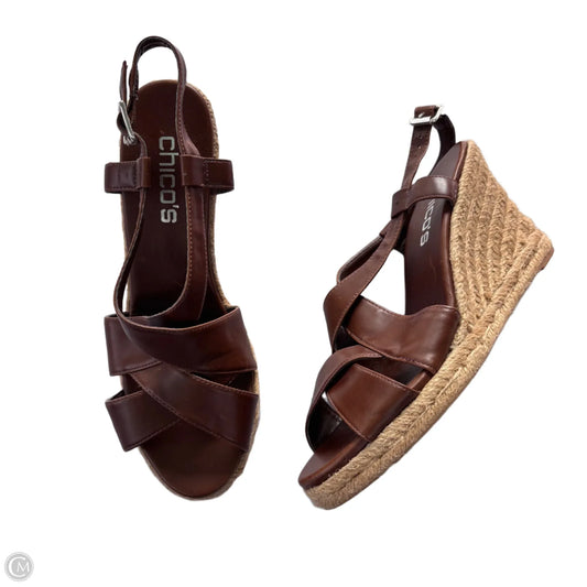 Sandals Heels Wedge By Chicos In Brown, Size: 7