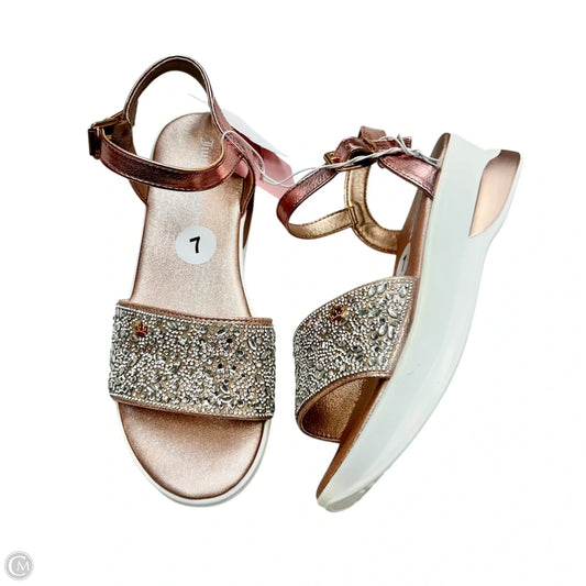 Sandals Heels Platform By Juicy Couture In Pink & Silver, Size: 7