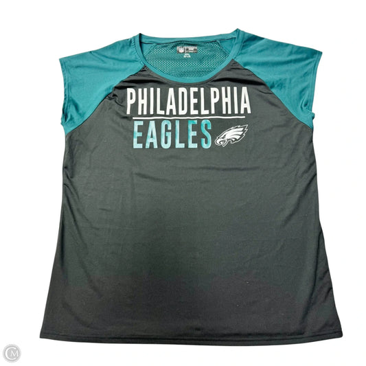 Athletic Top Short Sleeve By Nfl In Black & Green, Size: 2x