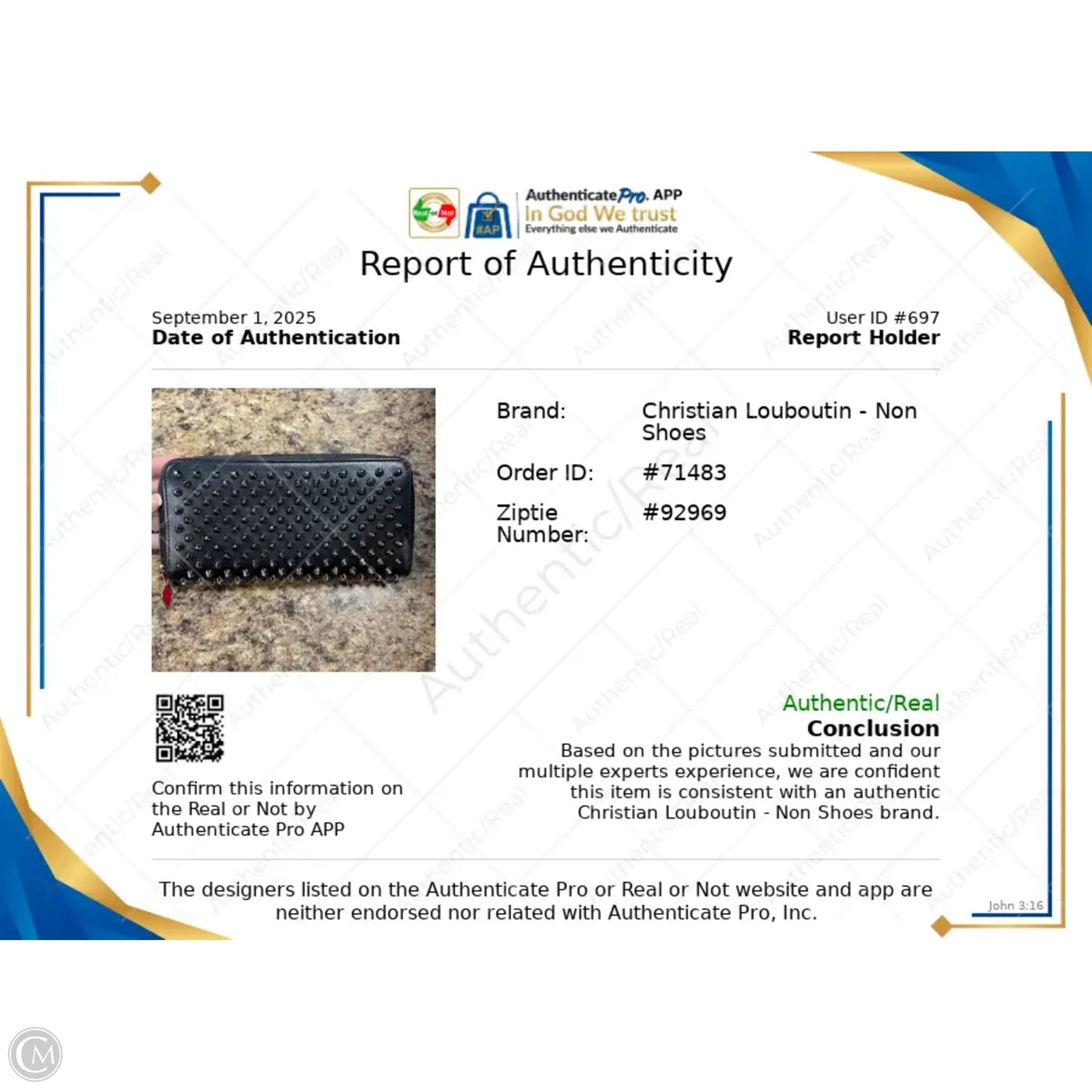 Wallet Luxury Designer By Christian Louboutin, Size: Large