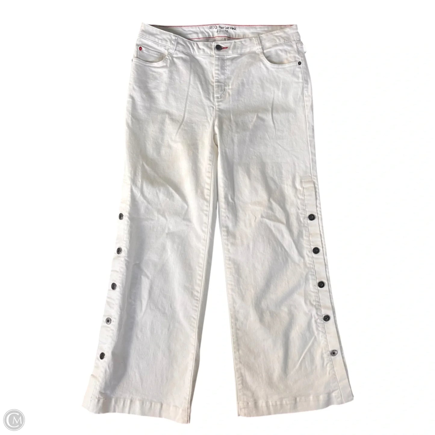 Jeans Flared By Peace Love World In White Denim, Size: 12