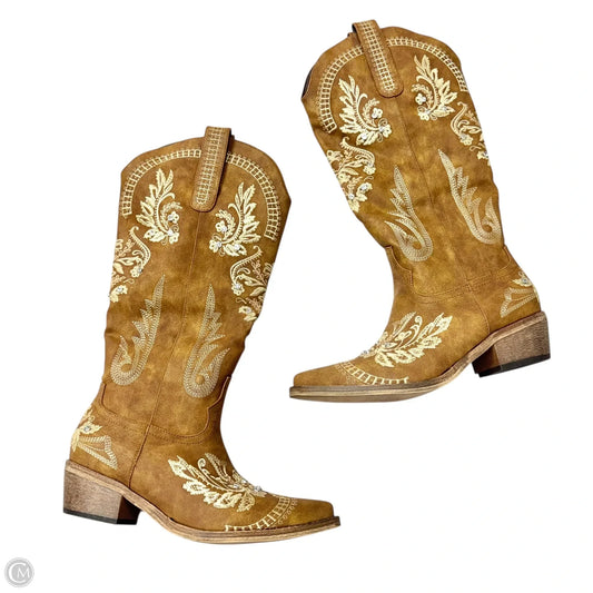 Boots Western In Brown & Yellow, Size: 7