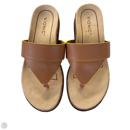 Sandals Flats By Vionic In Brown, Size: 7