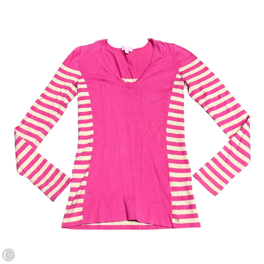 Top Long Sleeve Designer By Lilly Pulitzer In Pink & Tan, Size: M