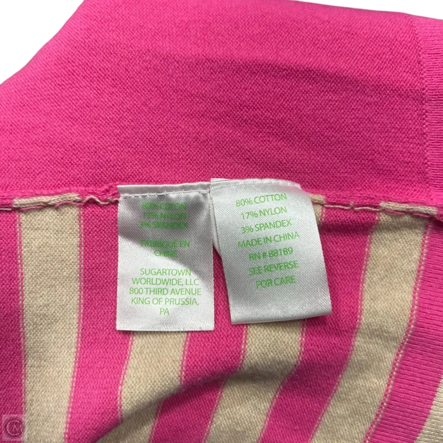 Top Long Sleeve Designer By Lilly Pulitzer In Pink & Tan, Size: M