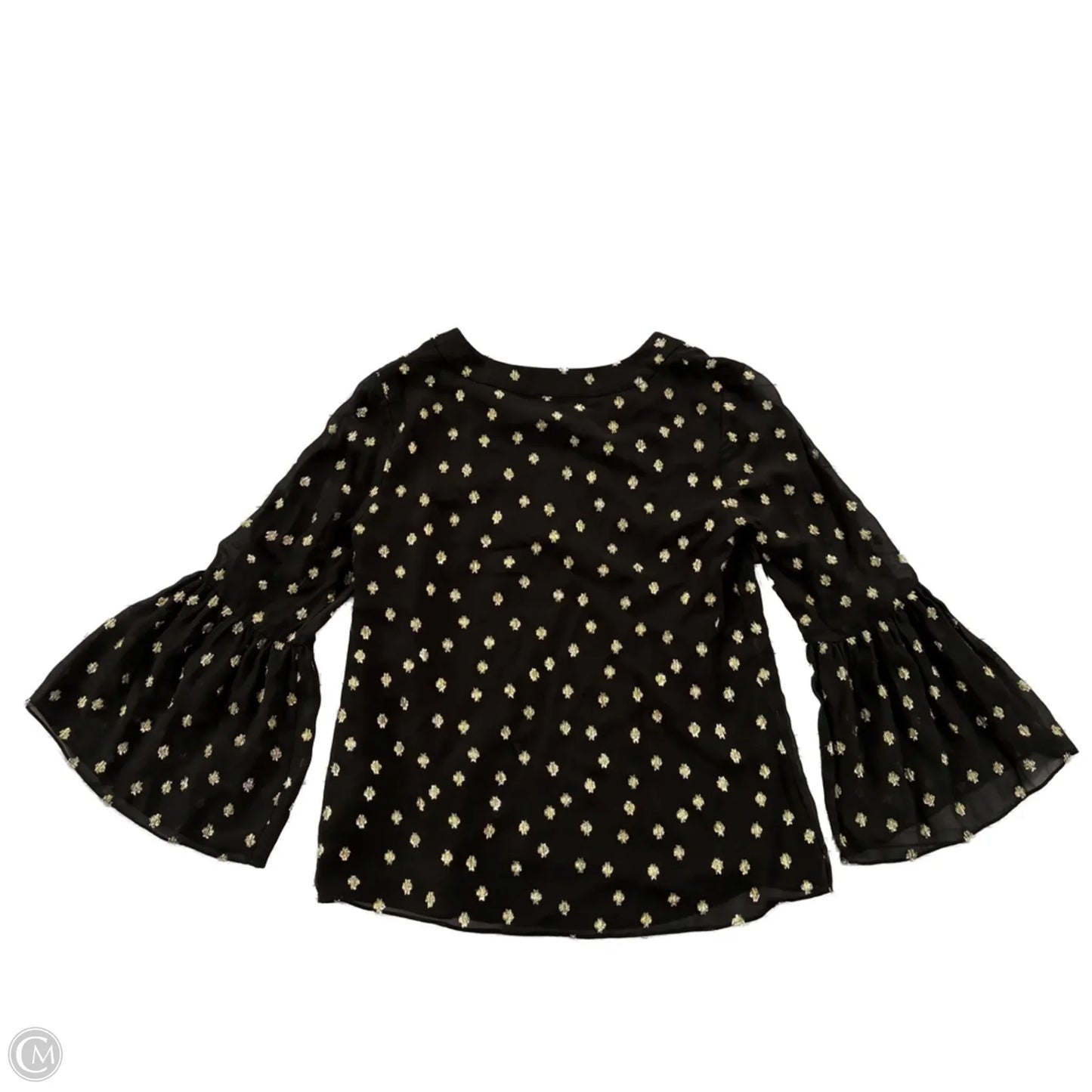 Top 3/4 Sleeve Designer By Lilly Pulitzer In Black & Gold, Size: Xs