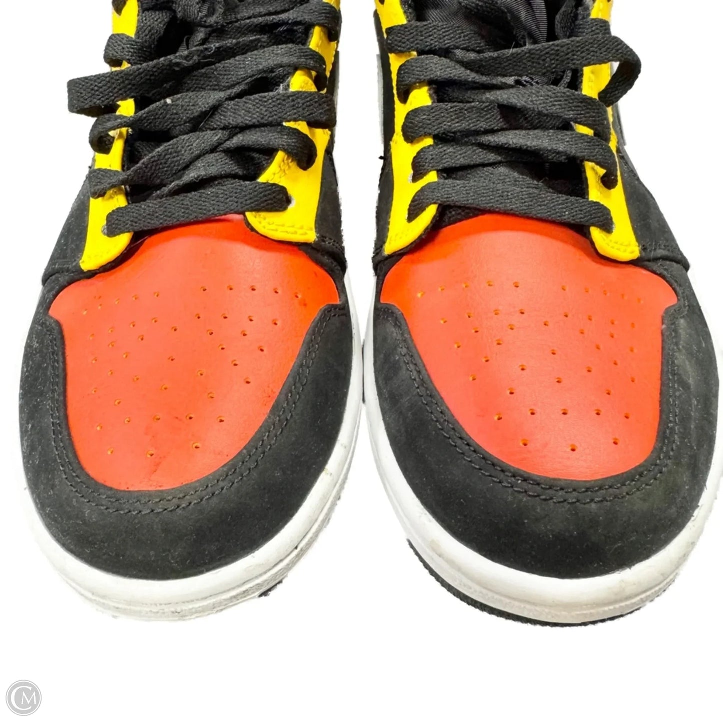 Shoes Luxury Designer By Jordan In Orange & Yellow, Size: 11.5