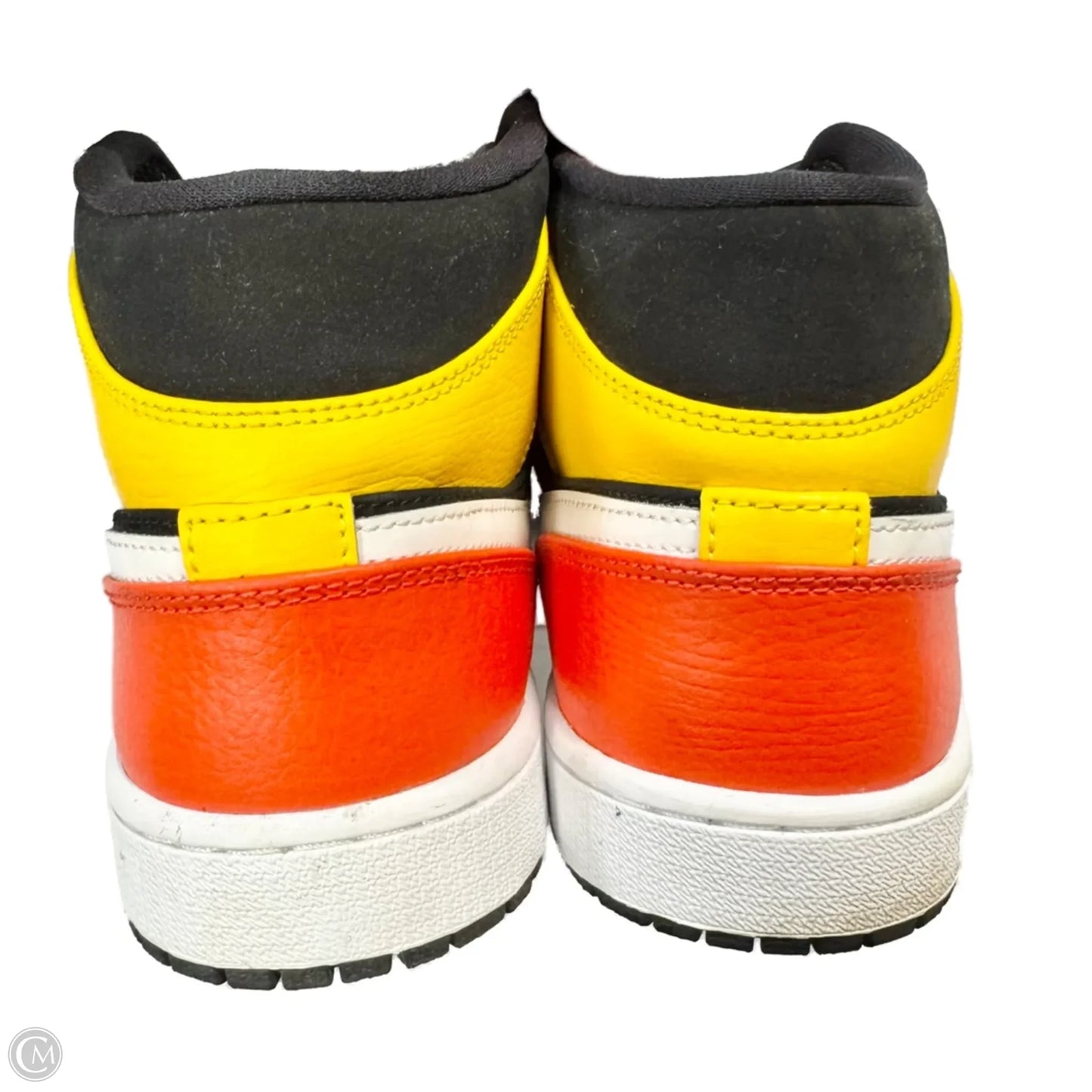 Shoes Luxury Designer By Jordan In Orange & Yellow, Size: 11.5