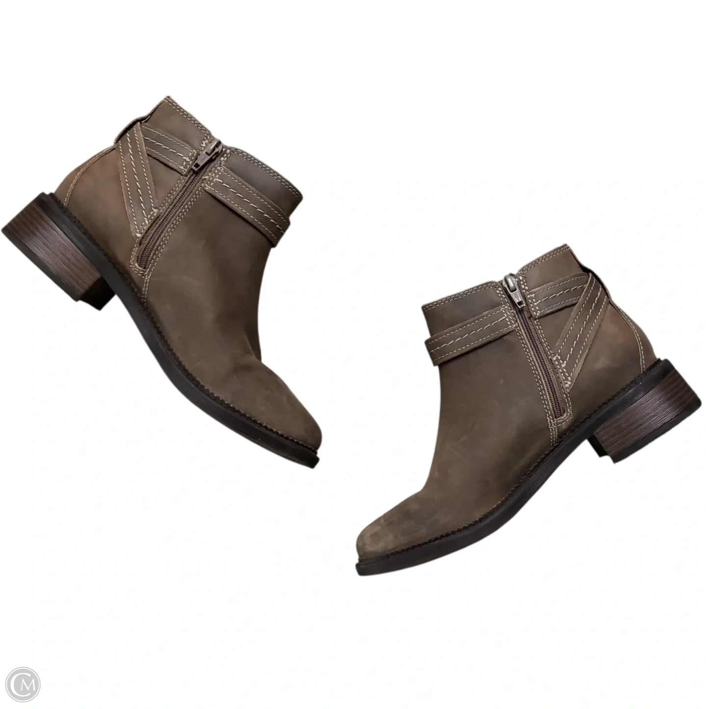 Boots Ankle Flats By Clarks In Taupe, Size: 7.5