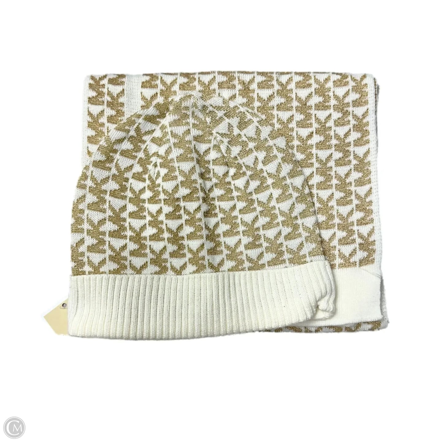 Scarf Winter Set By Michael By Michael Kors In Gold & White