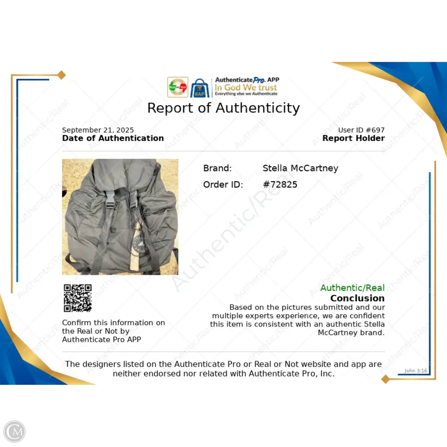 Backpack Designer By Stella Mccartney, Size: Medium