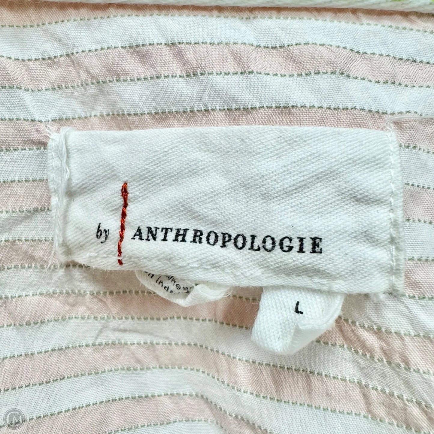 Dress Casual Short By Anthropologie In Pink & White, Size: L