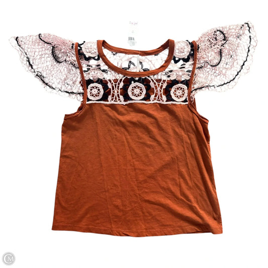 Top Short Sleeve By Anthropologie In Brown, Size: S