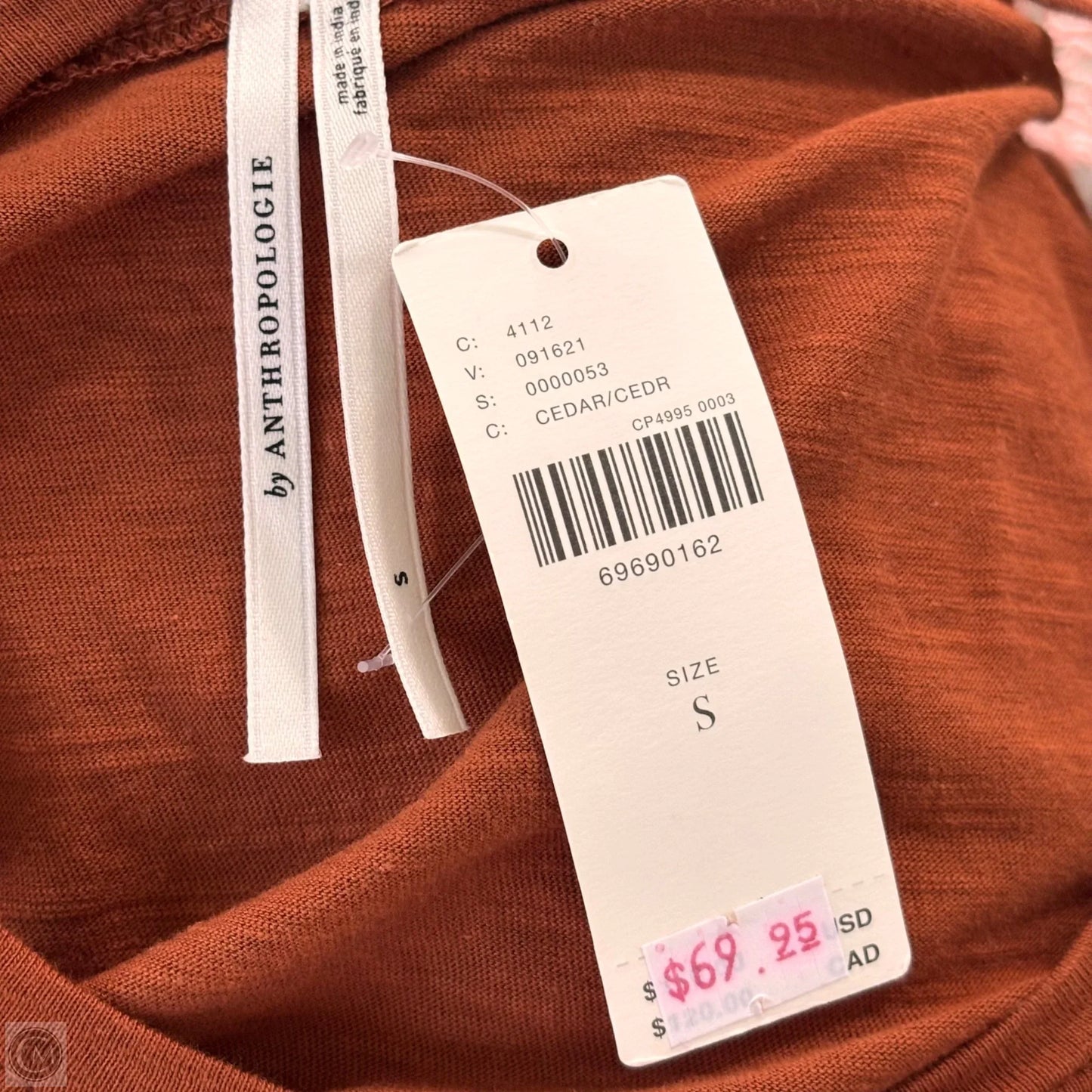 Top Short Sleeve By Anthropologie In Brown, Size: S