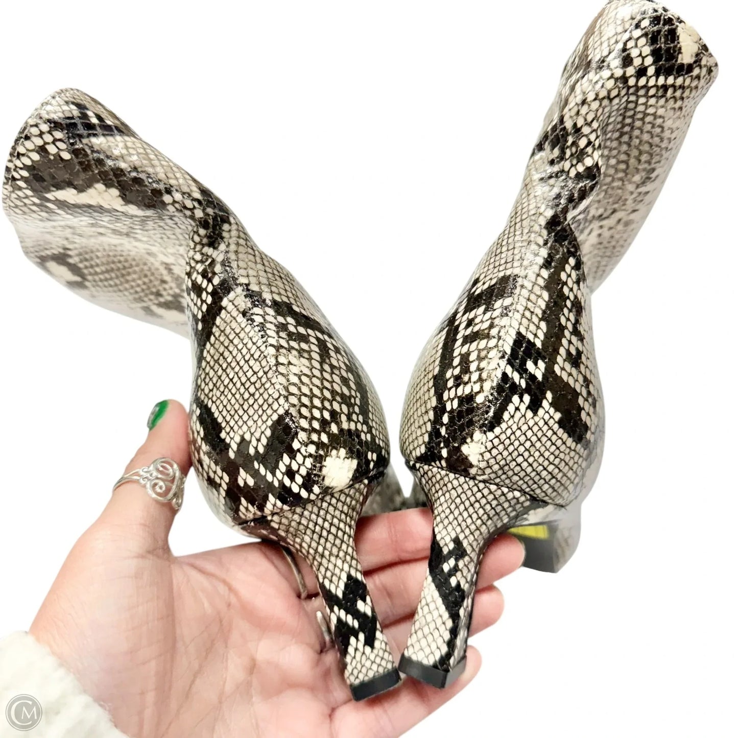 Boots Ankle Heels By Steve Madden In Snakeskin Print, Size: 9