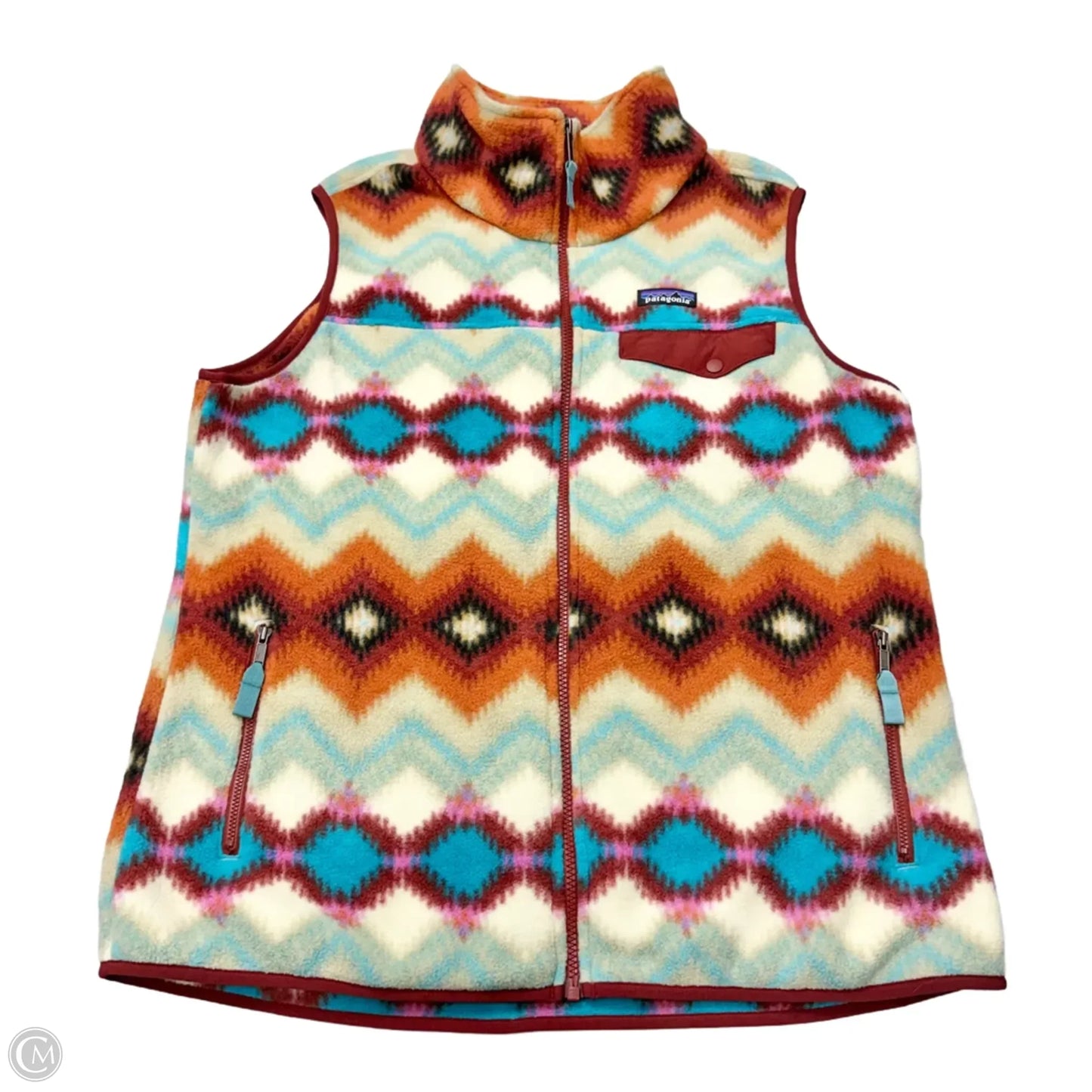 Vest Fleece By Patagonia In Blue & Brown, Size: Xl