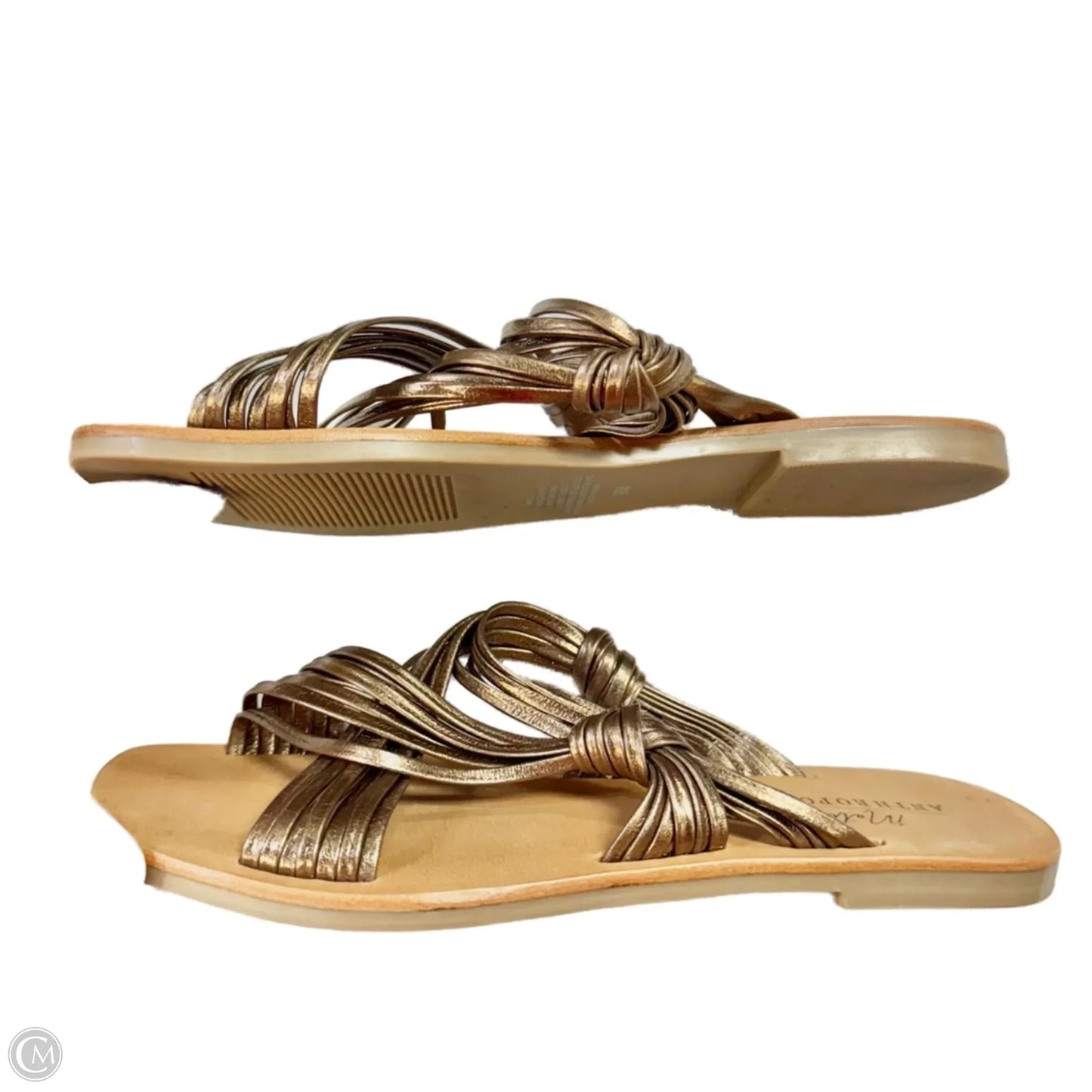 Sandals Flats By Anthropologie In Brown & Gold, Size: 9