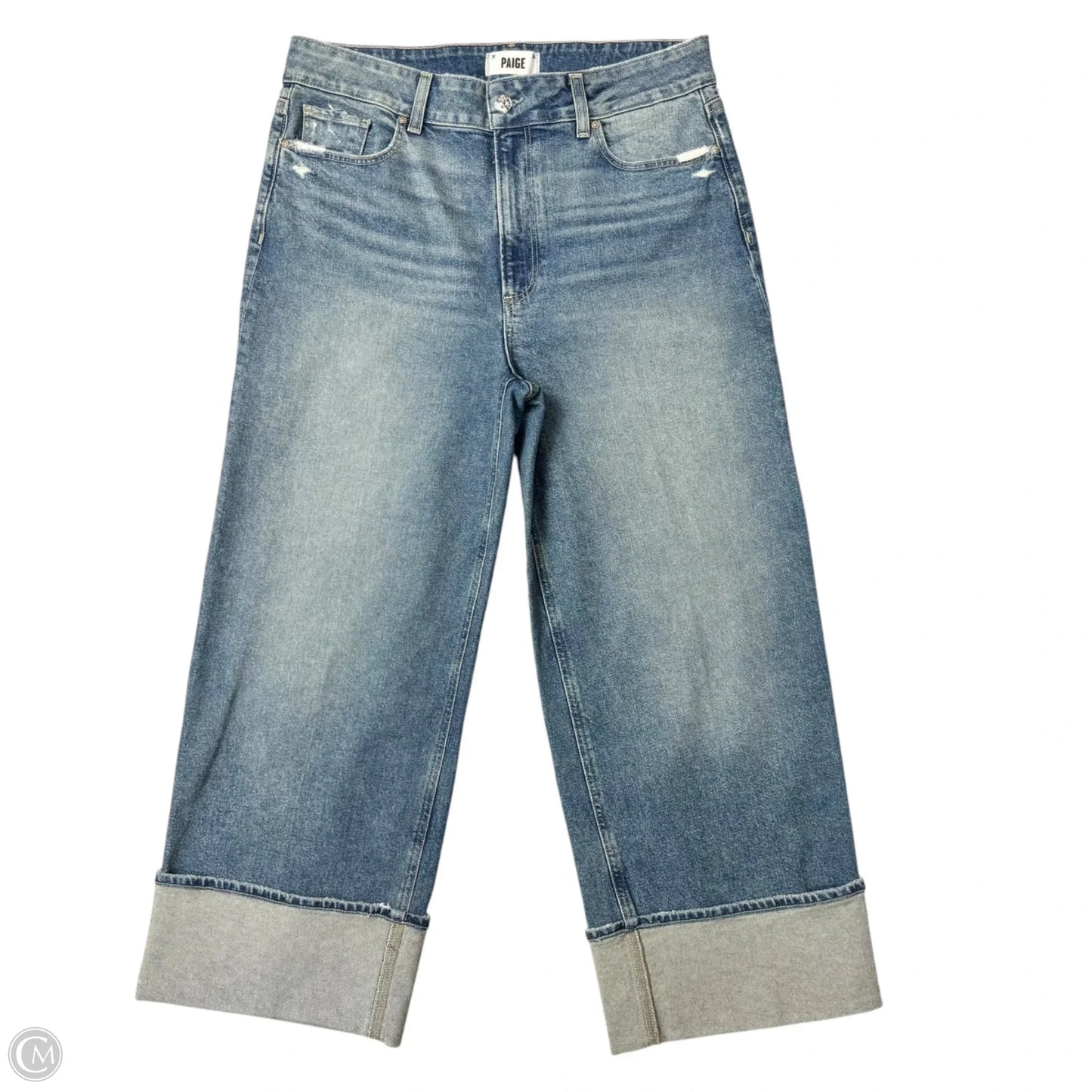 Jeans Flared By Paige In Blue Denim, Size: 14