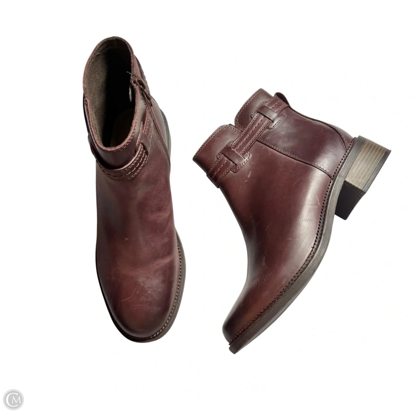 Boots Ankle Flats By Clarks In Brown, Size: 10
