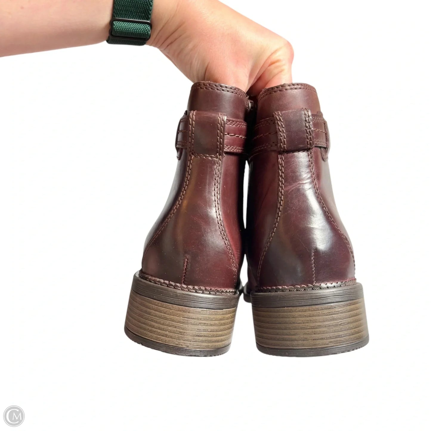 Boots Ankle Flats By Clarks In Brown, Size: 10