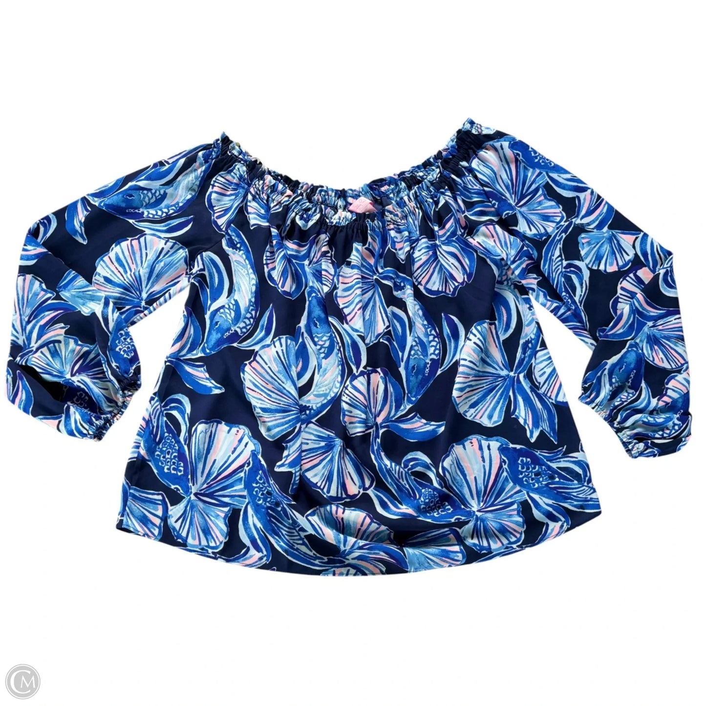 Top Long Sleeve Designer By Lilly Pulitzer In Black & Blue, Size: L