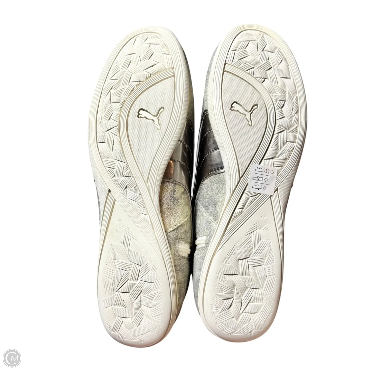Shoes Sneakers By Puma In Gold & Silver, Size: 9