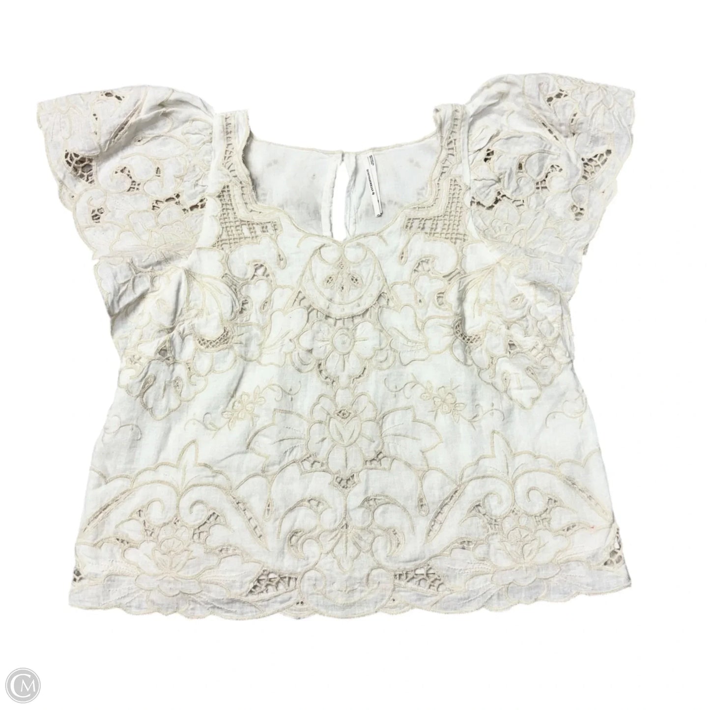 Top Short Sleeve By Anthropologie In Cream, Size: Xs