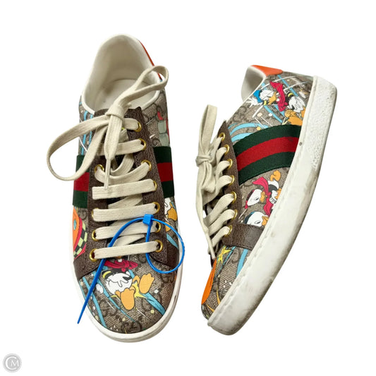 Shoes Luxury Designer By Gucci In Brown, Size: 4.5