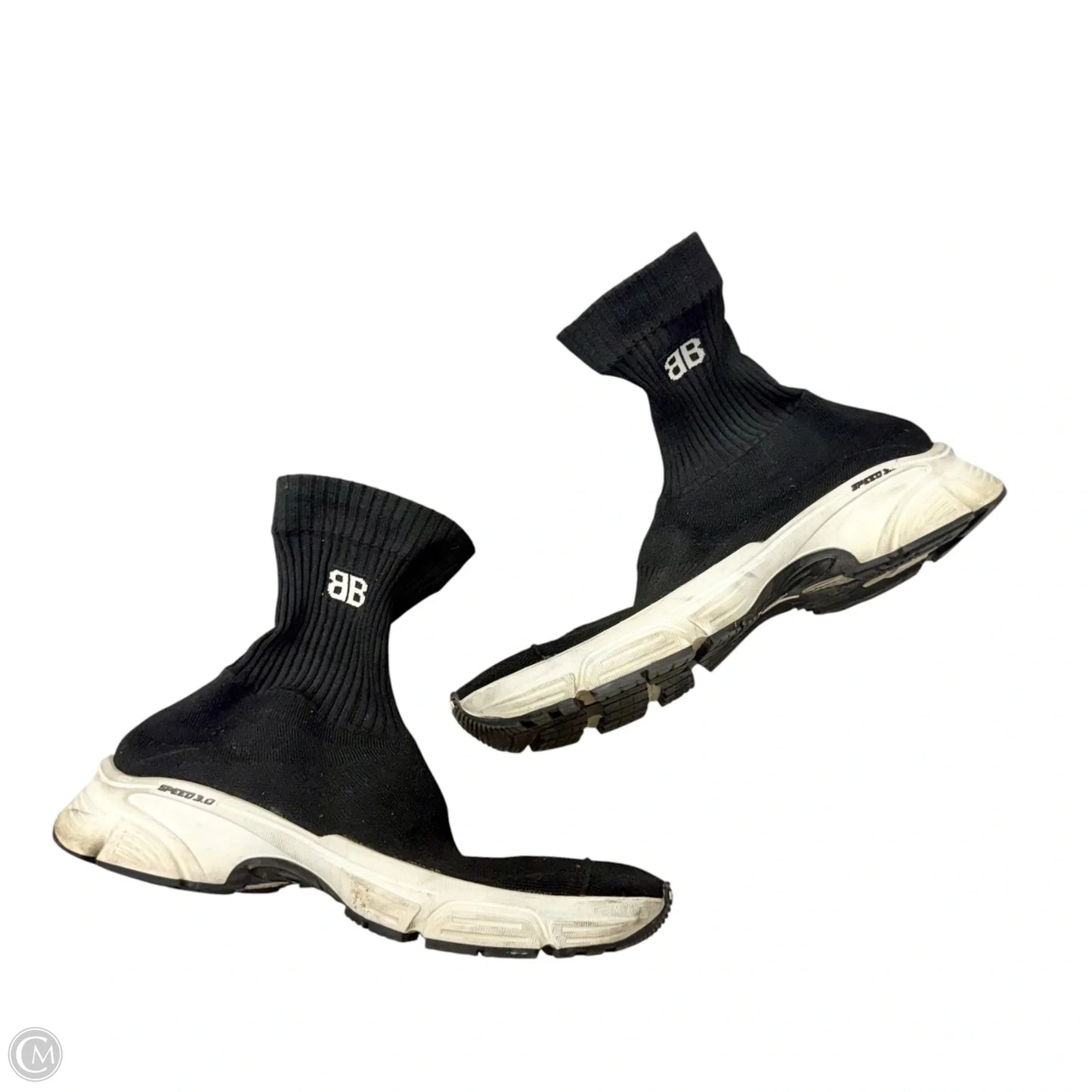 Shoes Luxury Designer By Balenciaga In Black & White, Size: 8