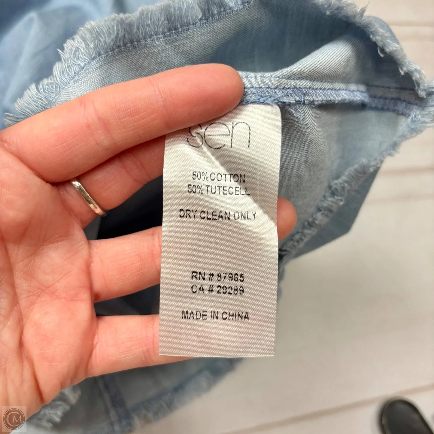 Top Short Sleeve By Sen In Blue Denim, Size: S