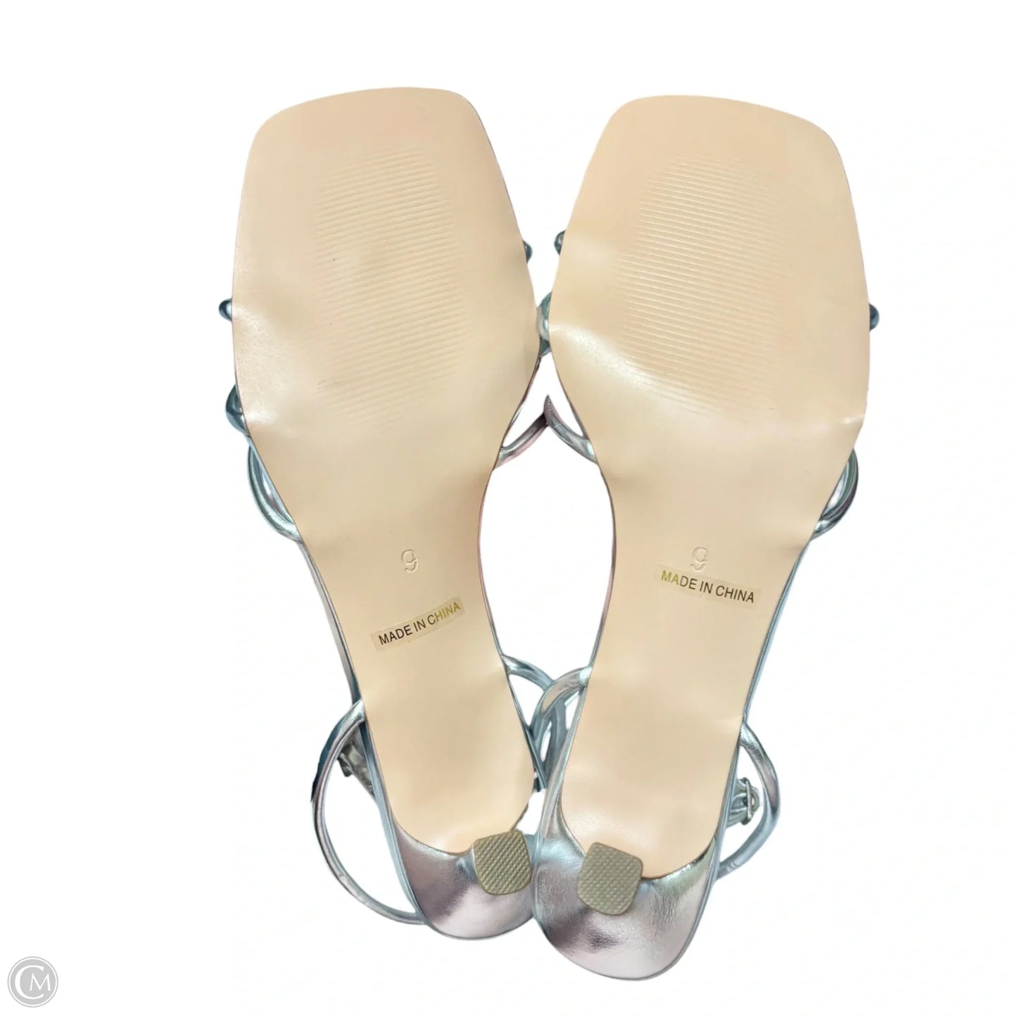Sandals Heels Kitten By Vaslemuse In Silver, Size: 9