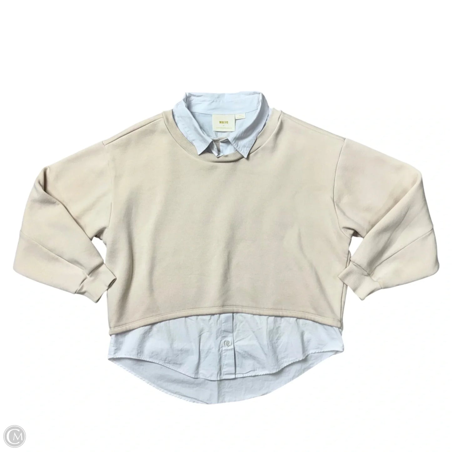 Sweatshirt Collar By Maeve In Beige, Size: S