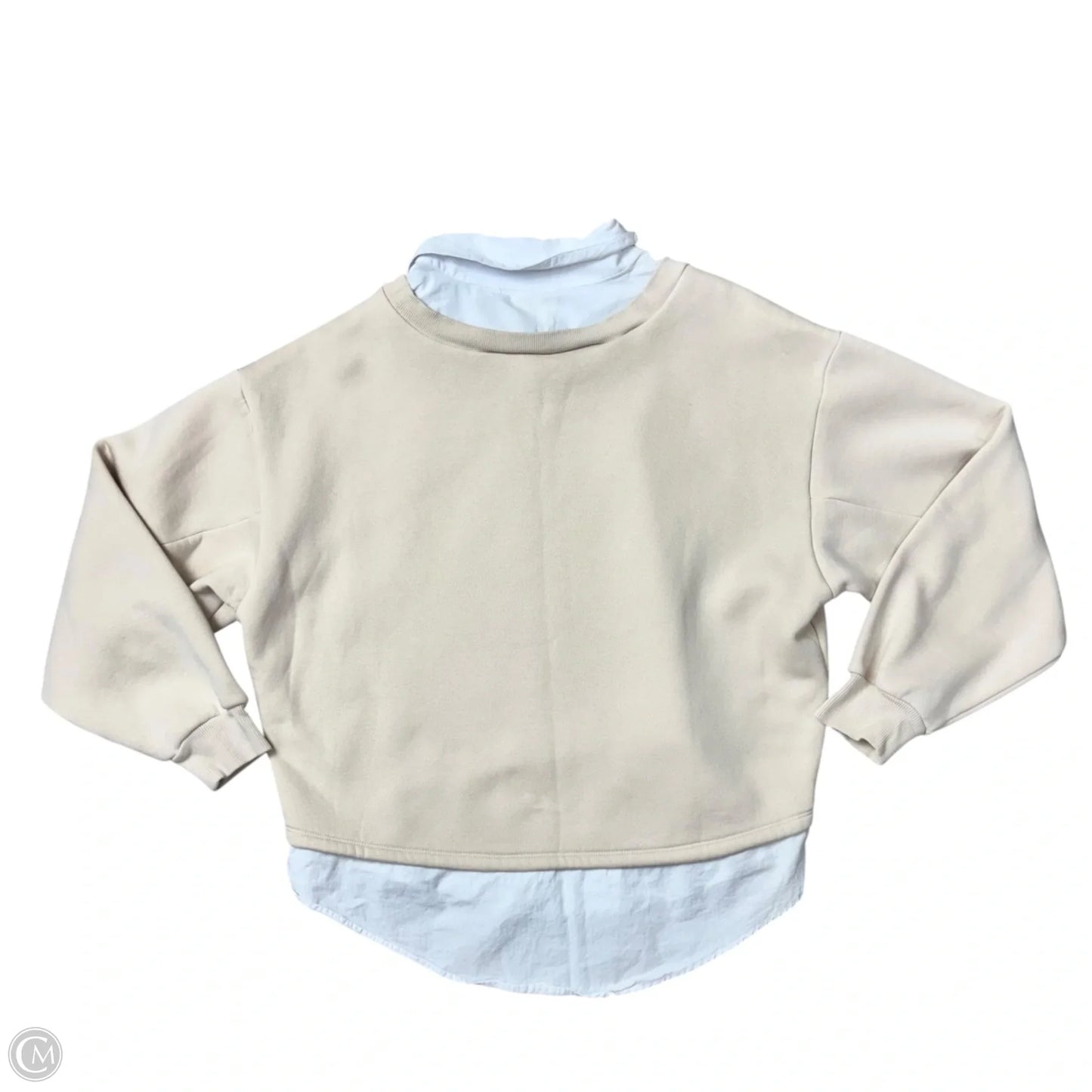 Sweatshirt Collar By Maeve In Beige, Size: S