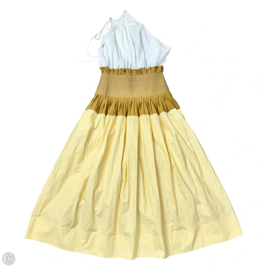 Dress Designer By Tory Burch In White & Yellow, Size: M