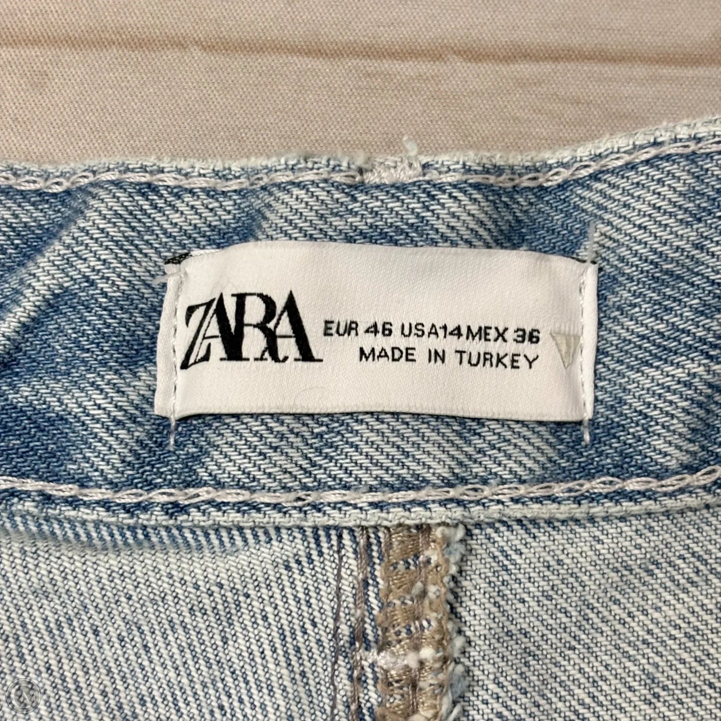 Jeans Wide Leg By Zara In Blue Denim, Size: 14