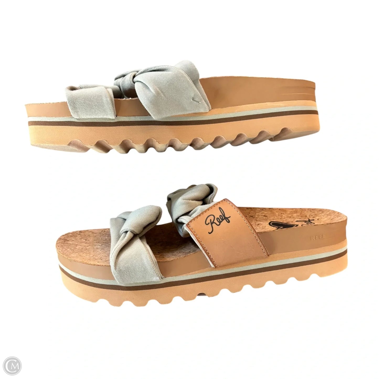 Sandals Flats By Reef In Green & Tan, Size: 8
