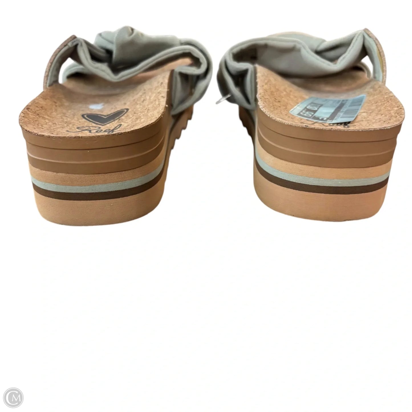 Sandals Flats By Reef In Green & Tan, Size: 8