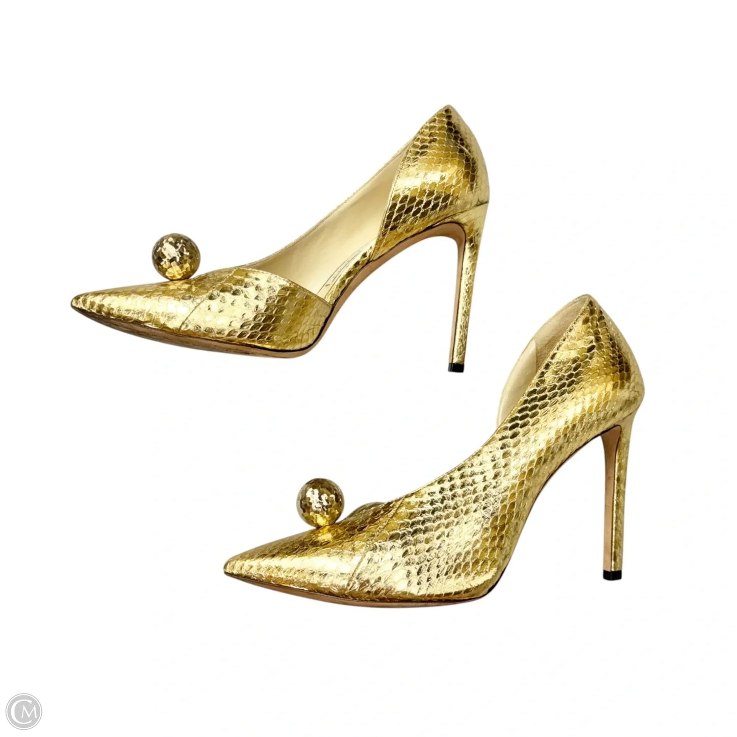 Shoes Luxury Designer By Jimmy Choo In Gold, Size: 7