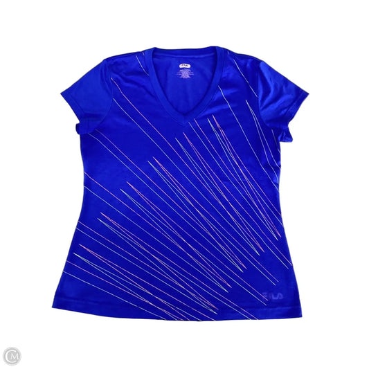 Athletic Top Short Sleeve By Fila In Blue, Size: L