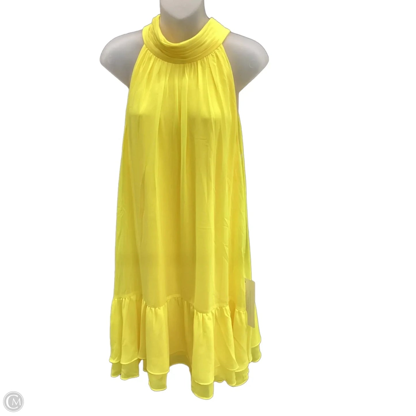 Dress Party Short By Adrianna Papell In Yellow, Size: Xl