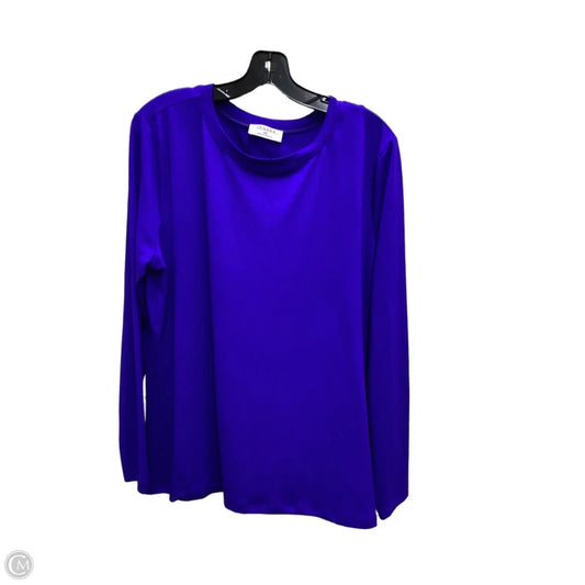 Top Long Sleeve Basic By Zenana In Blue, Size: 2x