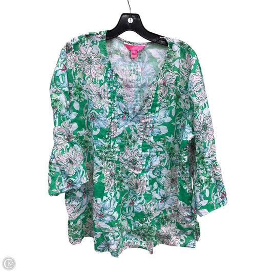 Top Long Sleeve Designer By Lilly Pulitzer In Green, Size: Xl