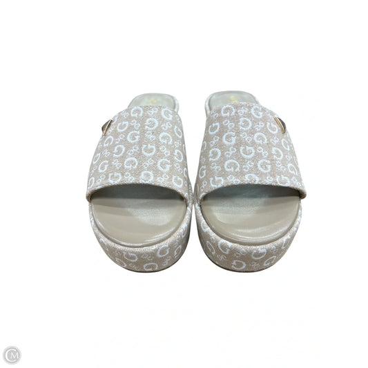 Sandals Heels Platform By Guess In Beige, Size: 6