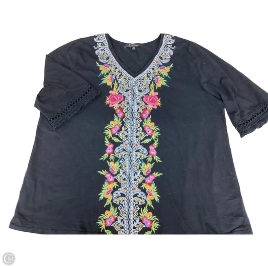Top 3/4 Sleeve By Calessa In Black, Size: 2x