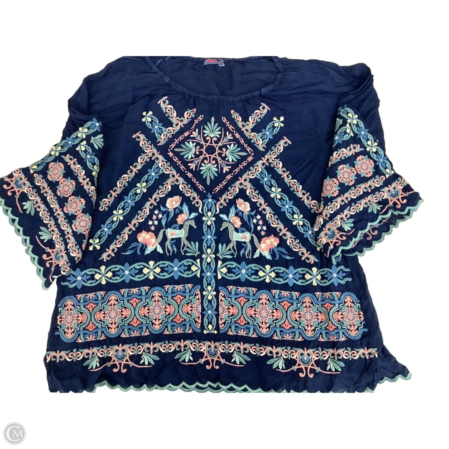 Top Long Sleeve By Johnny Was In Navy, Size: 2x