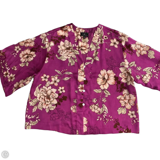 Blouse Short Sleeve By Clothes Mentor In Purple & Tan, Size: Xl