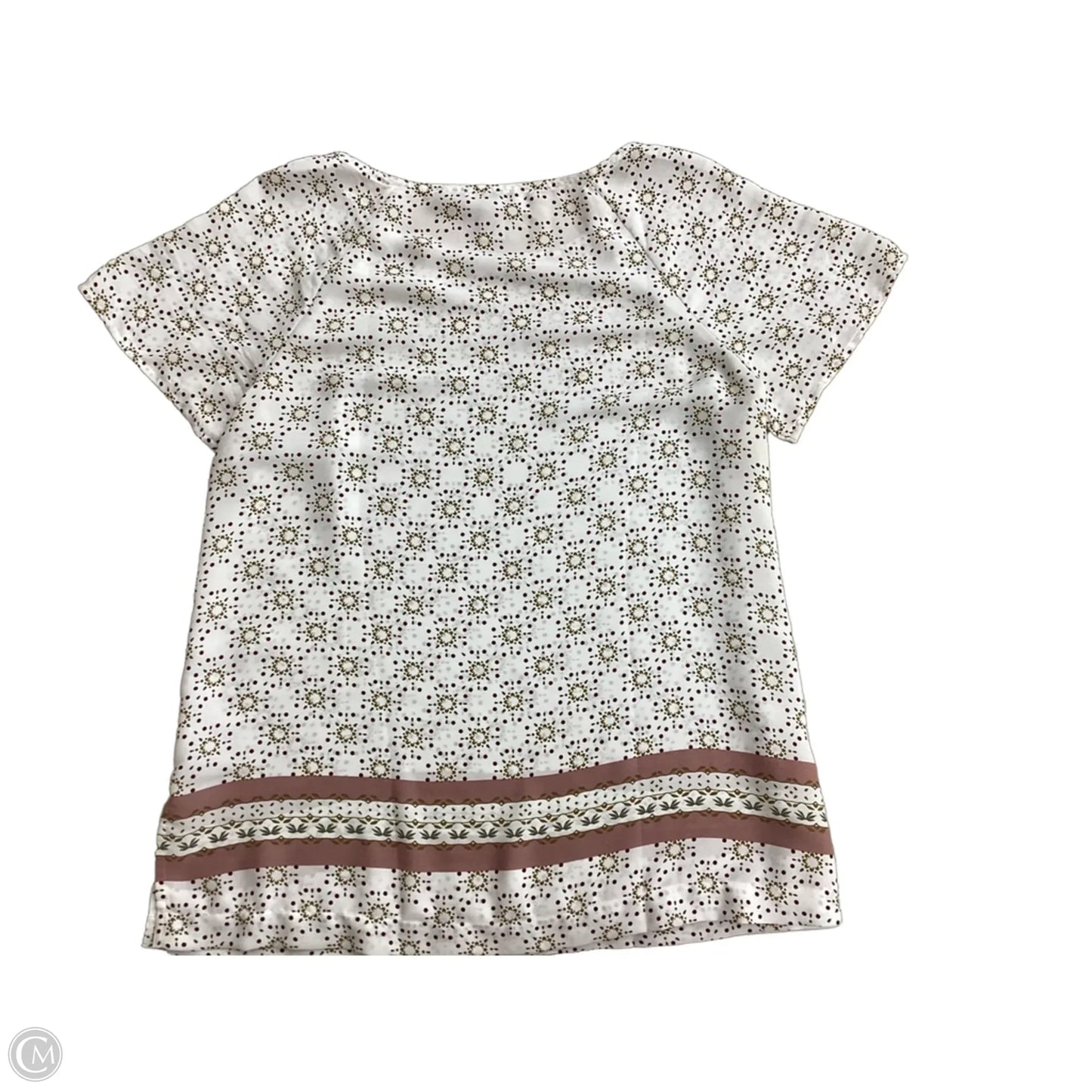 Blouse Short Sleeve By Loft In Cream & Green, Size: S