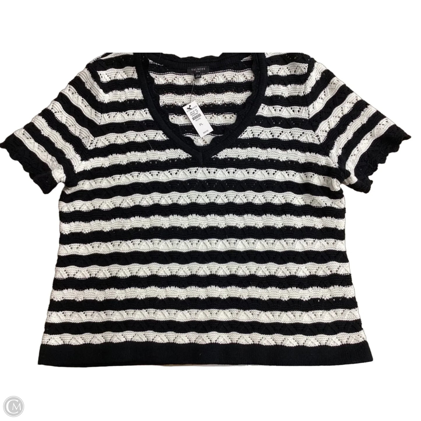 Sweater Short Sleeve By Talbots In Striped Pattern, Size: Lp