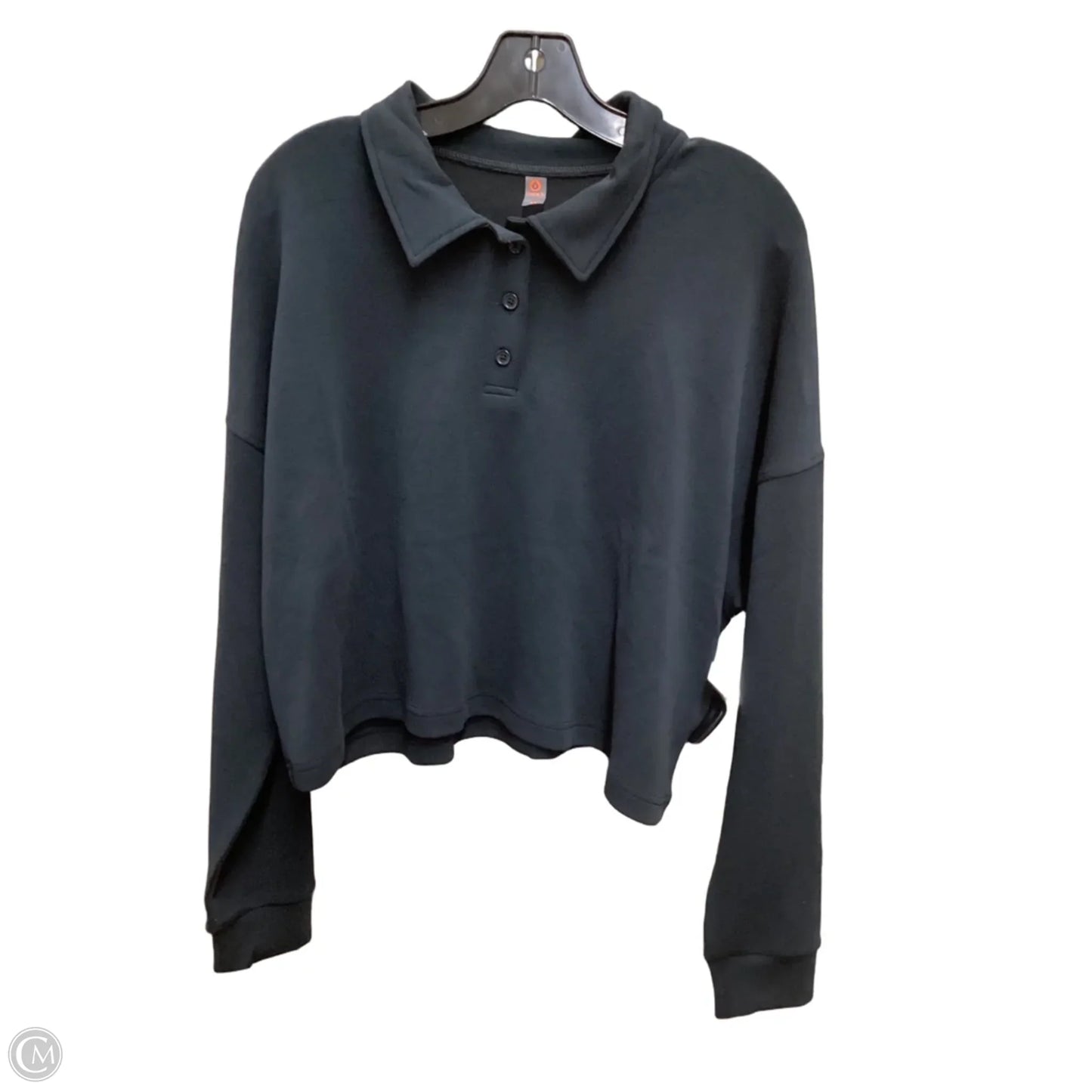 Athletic Top Long Sleeve Collar By Mono B In Black, Size: M
