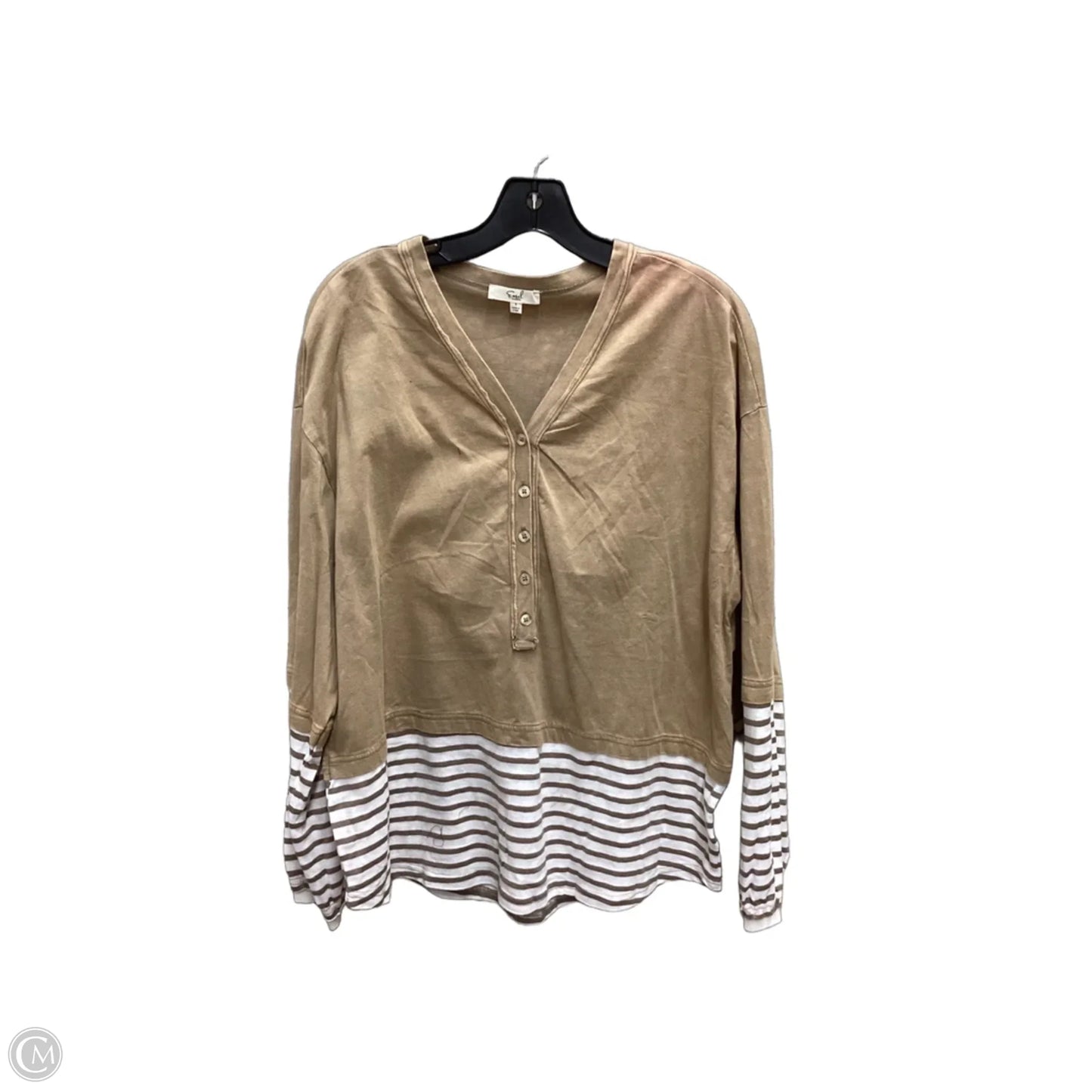 Top Long Sleeve By Easel In Tan, Size: S